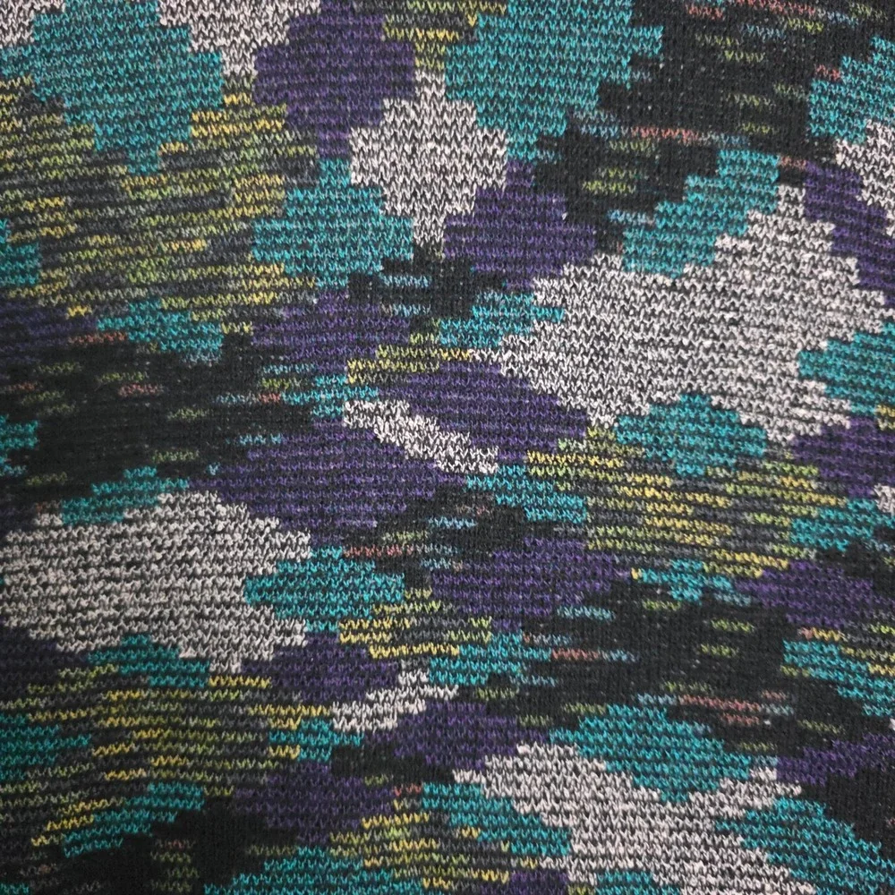VTG Mondo di Marco Teal Purple Geometric Grandpa Cardigan Sweater. Italy‎ Med